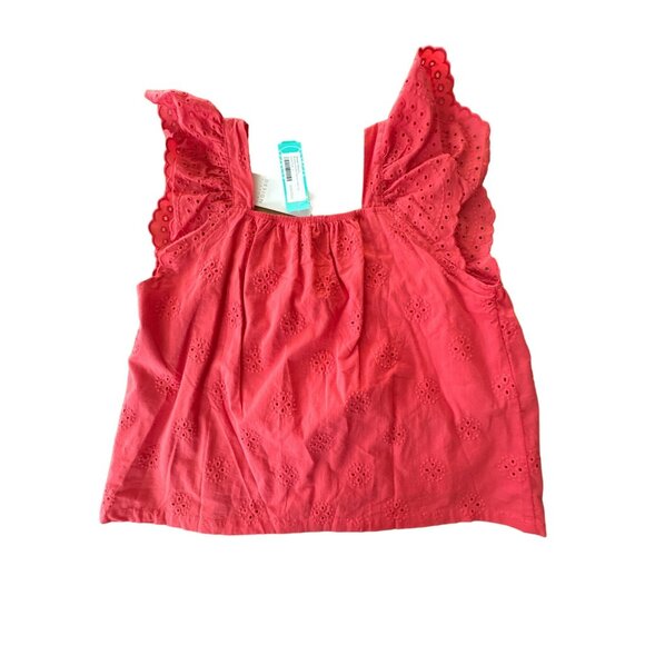 Stitch Fix Design History Brianna Ruffle Sleeve Eyelet Top Large Sleeveless Pink - Picture 4 of 4